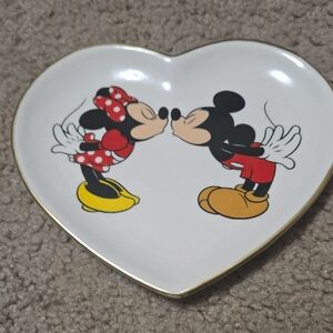 Disney Heart-Shaped Plate with Mickey and Minnie - Red, Yellow, Black